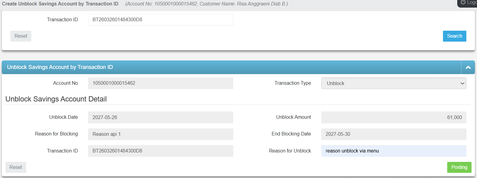 Unblock Savings Account