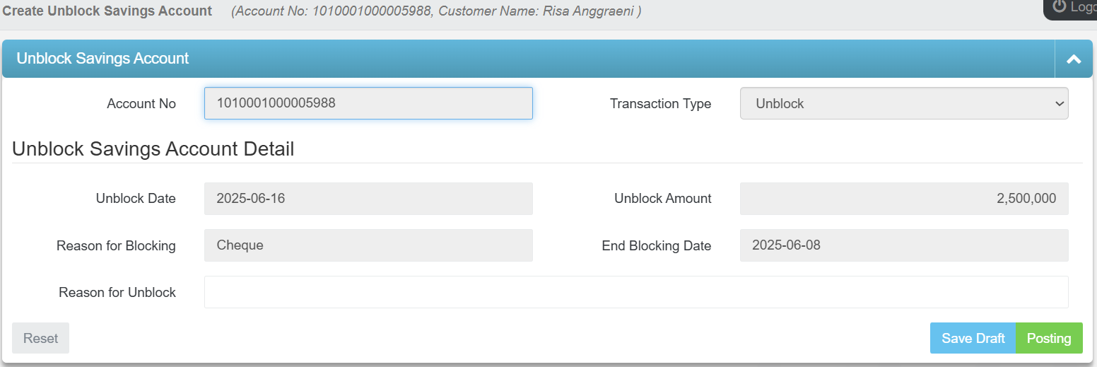 Block Savings Account