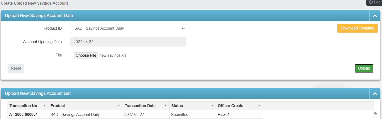 Upload Close Savings Account